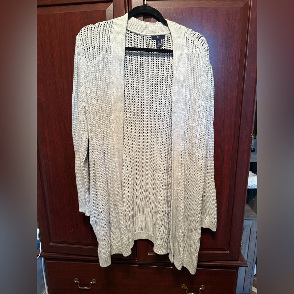 GAP Cream Cardigan Sweater with Knitted Texture
